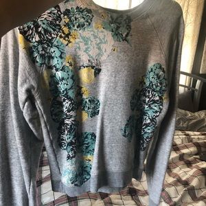 J Crew gray floral sweatshirt
